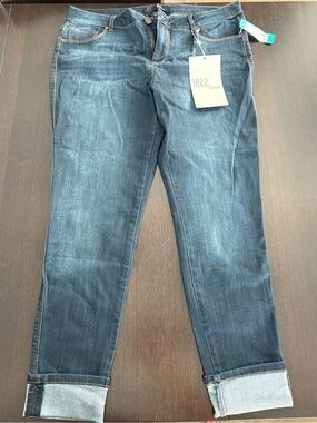 1822 Vintage Denim Skinny Jeans Dark Indigo Wash Cuffed Hem Size 33 Stretch